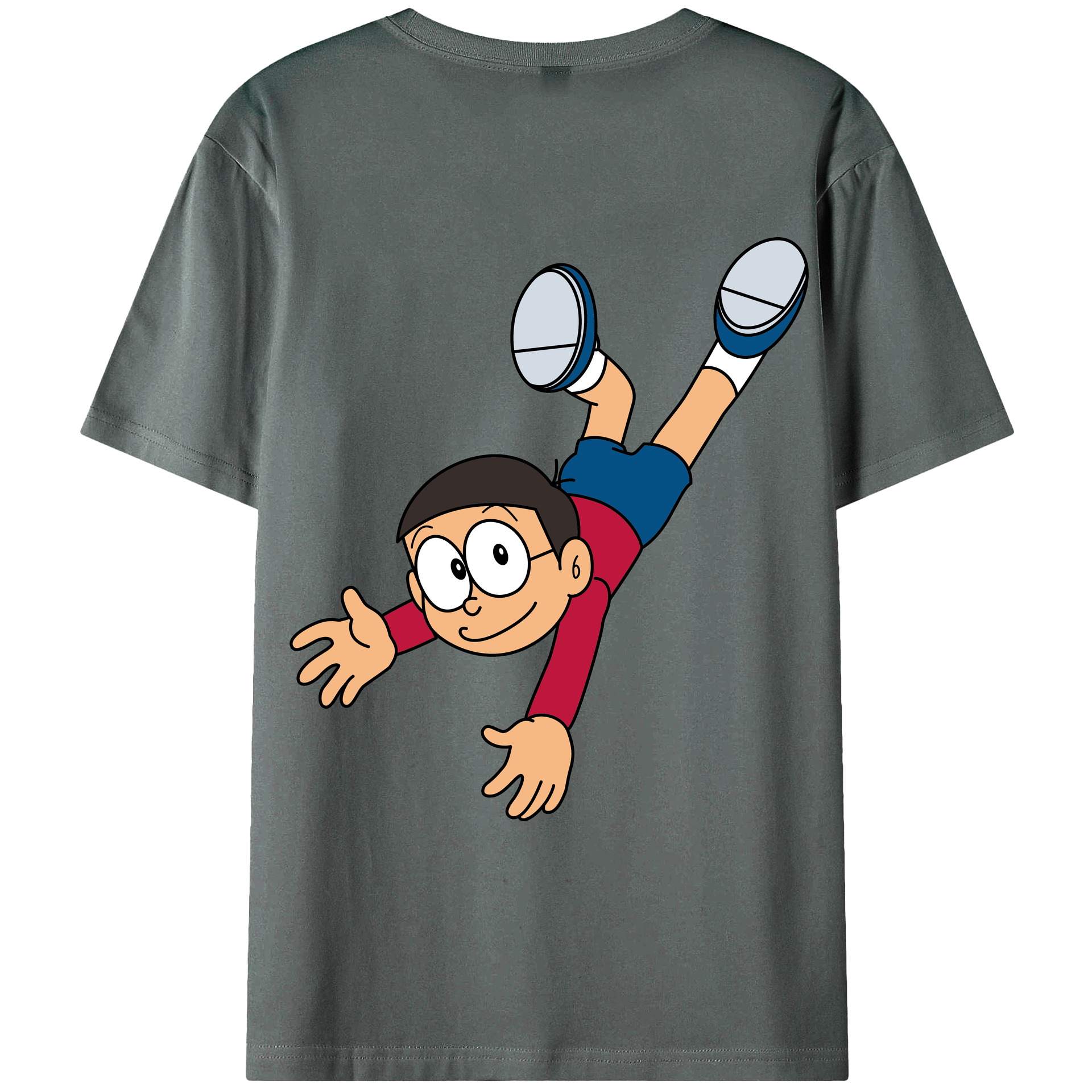 （画像用） ドラえもん 野比 のび太 Doraemon Nobita Nobi 綿100％ メンズ半袖Tシャツ（バックプリント） 通気性